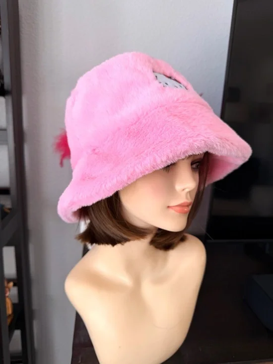 Hello Kitty Plush Pink Bucket Hat with Embroidered Hello Kitty - Picture 4 of 13